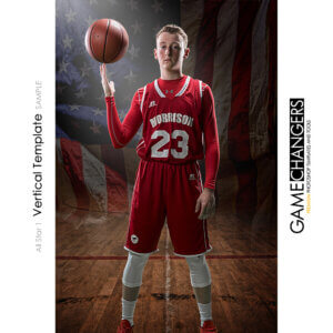 Basketball USA Sports Vertical Individual Poster Banner Creative Digital Background Photoshop Template Ideas Photographers