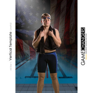 Swimming USA Sports Vertical Individual Poster Banner Creative Digital Background Photoshop Template Ideas Photographers