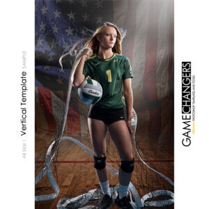 Volleyball USA Sports Vertical Individual Poster Banner Creative Digital Background Photoshop Template Ideas Photographers