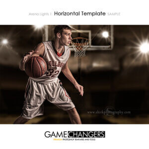 Basketball Arena Lights 1 Photoshop Template Digital Background Sports Senior Guy Game Changers Shirk Photography Horizontal