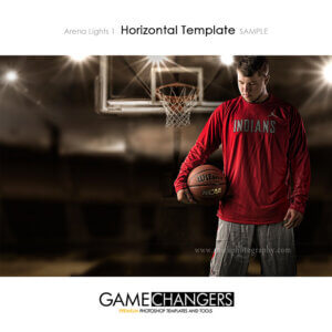 Basketball Arena Lights 1 Photoshop Template Digital Background Sports Senior Guy Game Changers Shirk Photography Horizontal