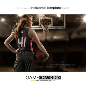 Basketball Arena Lights 1 Photoshop Template Digital Background Sports Senior Girl Game Changers Shirk Photography Horizontal
