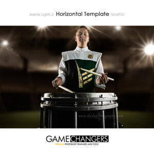 Marching Band Arena Lights 2 Main Photoshop Template Digital Background Sports Senior Boy Drummer Game Changers Shirk Photography Horizontal