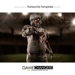 Football Arena Lights 2 Main Photoshop Template Digital Background Sports Senior Boy Pointing Game Changers Shirk Photography Horizontal