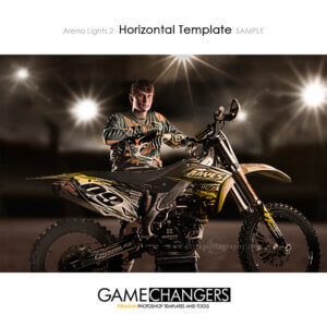 Motocross Arena Lights 2 Main Photoshop Template Digital Background Sports Poster Senior Boy Game Changers Shirk Photography Horizontal