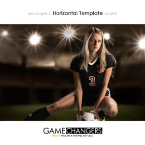 Soccer Arena Lights 2 Main Photoshop Template Digital Background Sports Poster Senior Girl Game Changers Shirk Photography Horizontal