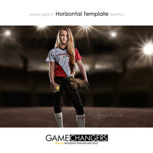 Softball Arena Lights 2 Main Photoshop Template Digital Background Sports Poster Senior Girl Game Changers Shirk Photography Horizontal