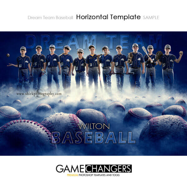 Baseball Player Sports Senior Horizontal Banner Portrait Creative Dream Fog Digital Background Photoshop Template Composite Ideas Photographers
