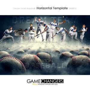 Baseball Player Sports Senior Horizontal Banner Portrait Creative Dream Fog Digital Background Photoshop Template Composite Ideas Photographers
