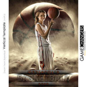 Basketball Sports Team Poster Banner Creative Dream Fog Digital Vertical Background Photoshop Template Ideas Photographers