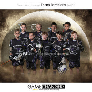 Lacrosse with Fog Smoke Sports Team Photoshop Template: Digital Background for Photographers