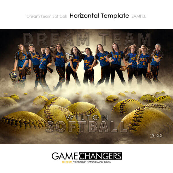 Softball Sports Team Poster Banner Creative Dream Fog Digital Horizontal Background Photoshop Template Ideas Photographers