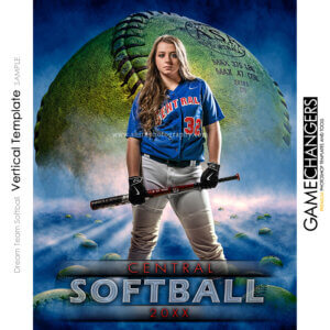 Softball Sports Team Poster Banner Creative Dream Fog Digital Vertical Background Photoshop Template Ideas Photographers