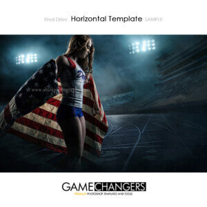Track night rain stadium lights Sports Individual Photoshop Horizontal Template: Digital Background for Photographers