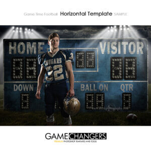 Game Time Football field lights Sports Horizontal Template individual Photoshop Digital Background for Photographers