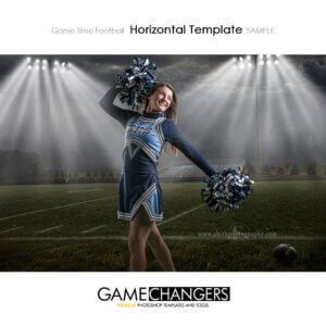 Game Time Football Cheer field lights Sports Horizontal Template individual Photoshop Digital Background for Photographers