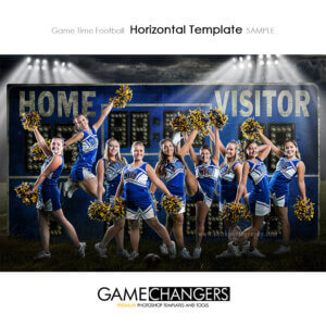 Game Time Football Cheer field lights Sports Horizontal Template individual Photoshop Digital Background for Photographers