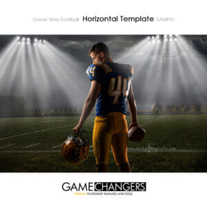 Game Time Football field lights Sports Horizontal Template individual Photoshop Digital Background for Photographers