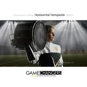 Game Time Football field Marching Band lights Sports Horizontal Template individual Photoshop Digital Background for Photographers