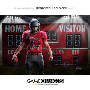 Game Time Football field lights Sports Horizontal Template individual Photoshop Digital Background for Photographers