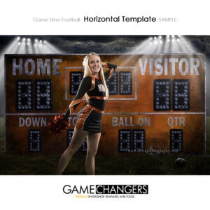 Game Time Football Cheer field lights Sports Horizontal Template individual Photoshop Digital Background for Photographers