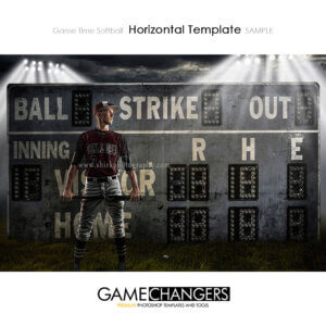 Game Time Baseball Main Photoshop Template night lights Sports Individual Template: Digital Background for Photographers