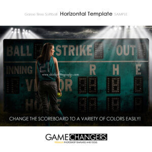Game Time Softball Main Photoshop Template night lights Sports Individual Template: Digital Background for Photographers