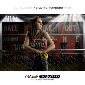 Game Time Softball Main Photoshop Template night lights Sports Individual Template: Digital Background for Photographers
