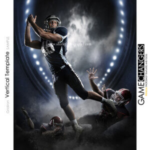 Football Run Gridiron Vertical Main Photoshop Template Stadium Lights Sports Individual Template: Digital Background for Photographers