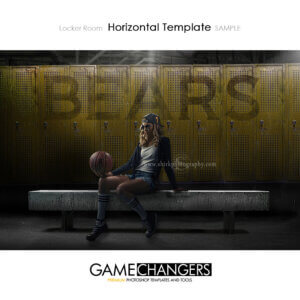 Basketball Sports Senior Portrait Creative Locker Room Lockers Bench Digital Background Photoshop Template Composite Ideas Photographers
