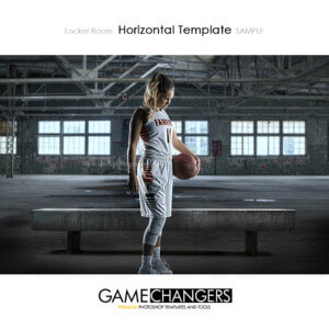Basketball Sports Senior Portrait Creative Locker Room Lockers Bench Digital Background Photoshop Template Composite Ideas Photographers