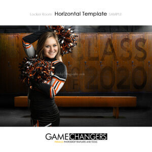 Cheer Player Sports Senior Portrait Creative Locker Room Lockers Jerseys Digital Background Photoshop Template Composite Ideas Photographers