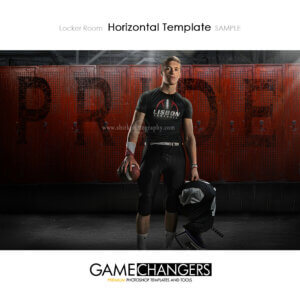 Football Baseball Player Sports Senior Portrait Creative Locker Room Lockers Logo Digital Background Photoshop Template Composite Ideas Photographers
