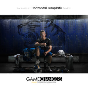 Football Baseball Player Sports Senior Portrait Creative Locker Room Lockers Logo Digital Background Photoshop Template Composite Ideas Photographers