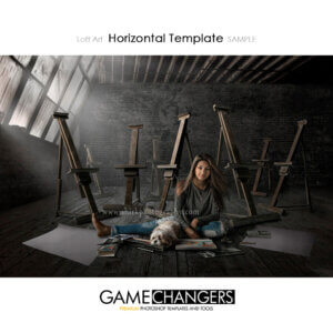 Loft Art Template Easels individual Photoshop Template: Digital Background for Photographers
