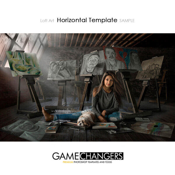 Loft art drawing painting individual Photoshop Template: Digital Background for Photographers