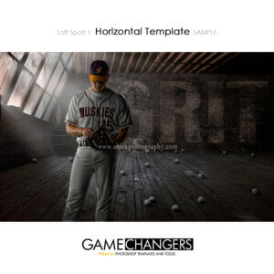 Loft baseball Sports individual Photoshop Template: Digital Background for Photographers