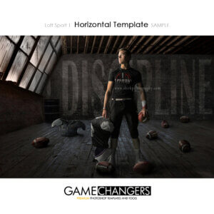 Loft football Sports individual Photoshop Template: Digital Background for Photographers