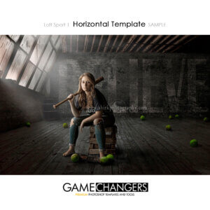Loft softball Sports individual Photoshop Template: Digital Background for Photographers