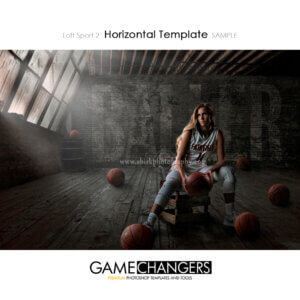 Loft basketball Sports individual Photoshop Template: Digital Background for Photographers