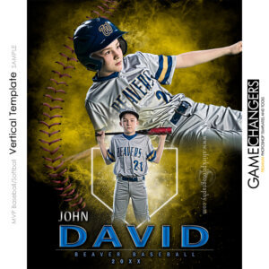 MVP Baseball and Softball Vertical Photoshop Template Digital Background Sports Senior Girl Game Changers Shirk Photography