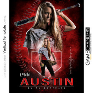 MVP Baseball and Softball Vertical Photoshop Template Digital Background Sports Senior Girl Game Changers Shirk Photography