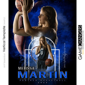 MVP Basketball Vertical Photoshop Template Digital Background Sports Senior Girl Game Changers Shirk Photography