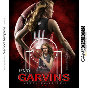 MVP Basketball Vertical Photoshop Template Digital Background Sports Senior Girl Game Changers Shirk Photography