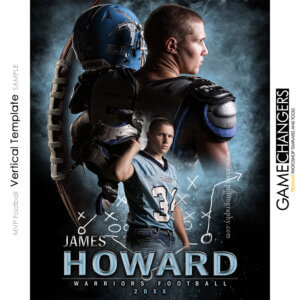 MVP Football Vertical Photoshop Template Digital Background Sports Senior Guy