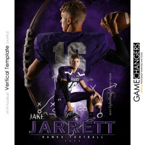 MVP Football Vertical Photoshop Template Digital Background Sports Senior Guy