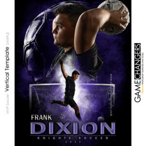 MVP Soccer Vertical Photoshop Template Digital Background Sports Senior Girl Game Changers Shirk Photography