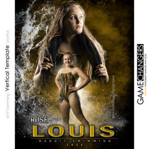 MVP Swimming Vertical Photoshop Template Digital Background Sports Senior Girl Game Changers Shirk Photography