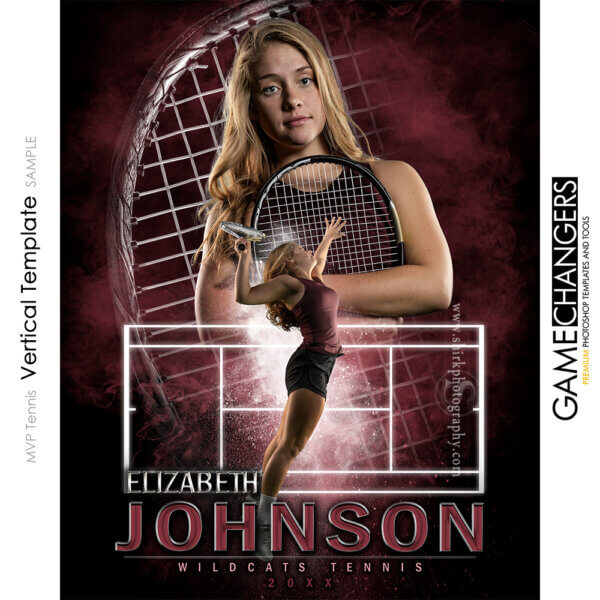 MVP Tennis Vertical Photoshop Template Digital Background Sports Senior Girl Game Changers Shirk Photography