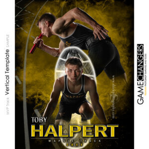 MVP Track and Field Vertical Photoshop Template Digital Background Sports Senior Girl Game Changers Shirk Photography